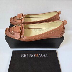 Bruno Magli Shoes Womens 39.5 Cascina Camel Brown Leather Preppy Driving Loafers
